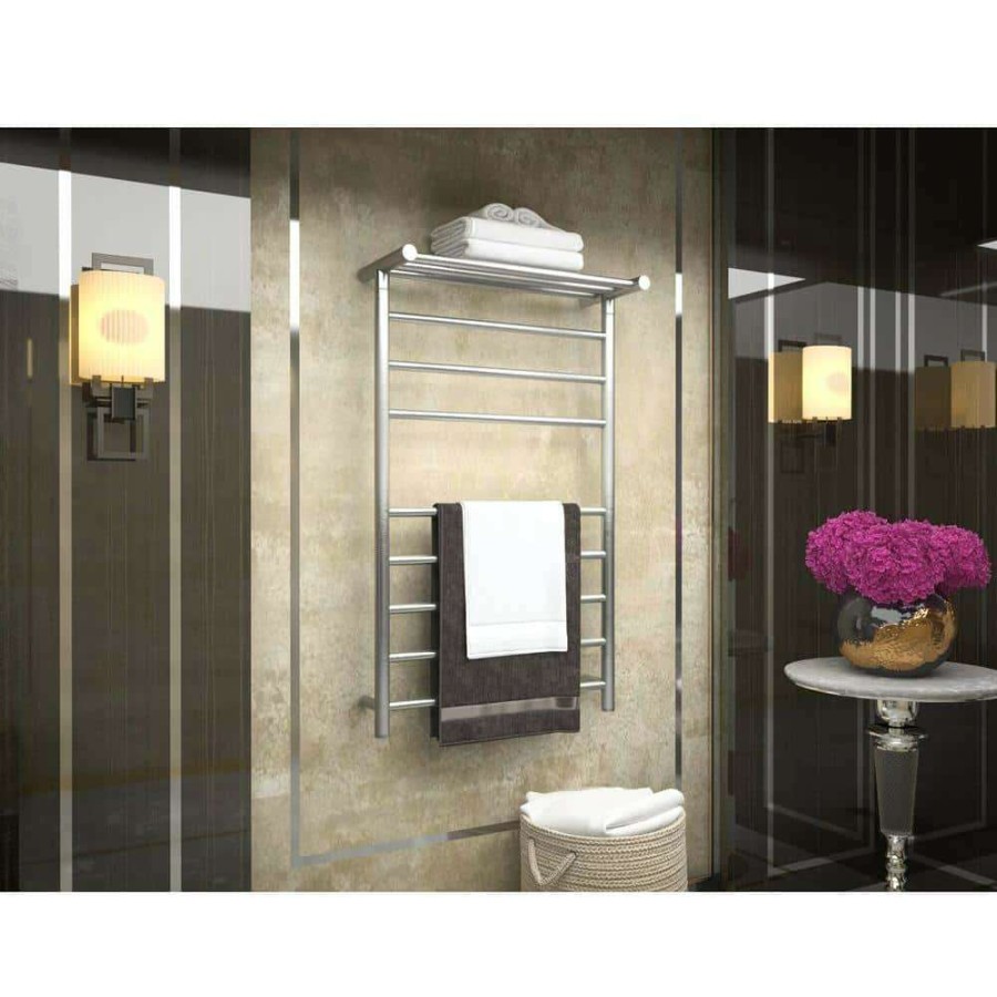 Bathroom Hardware * | Anzzi Eve 8-Bar Stainless Steel Wall Mounted Electric Towel Warmer Rack In Brushed Nickel