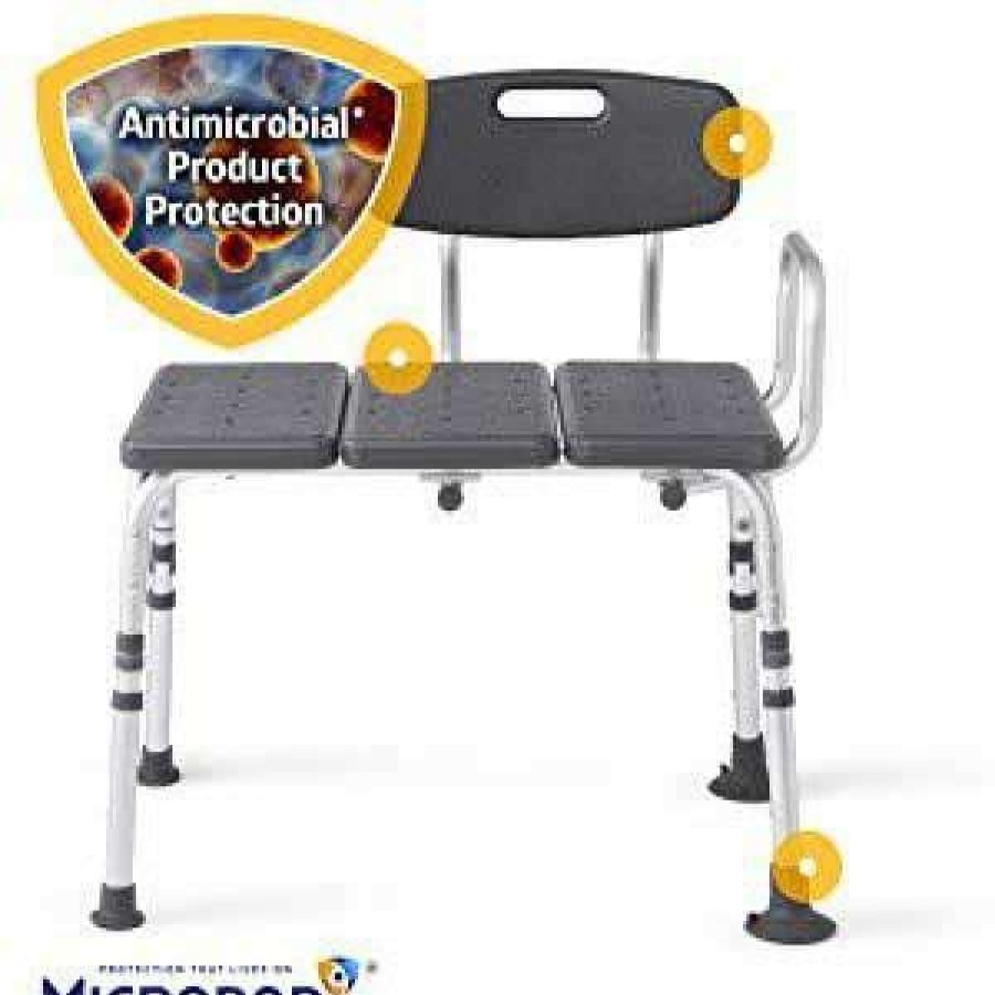 Bathtub Accessories * | Medline Knockdown Transfer Bath Bench With Back, Microban Antimicrobial Protection