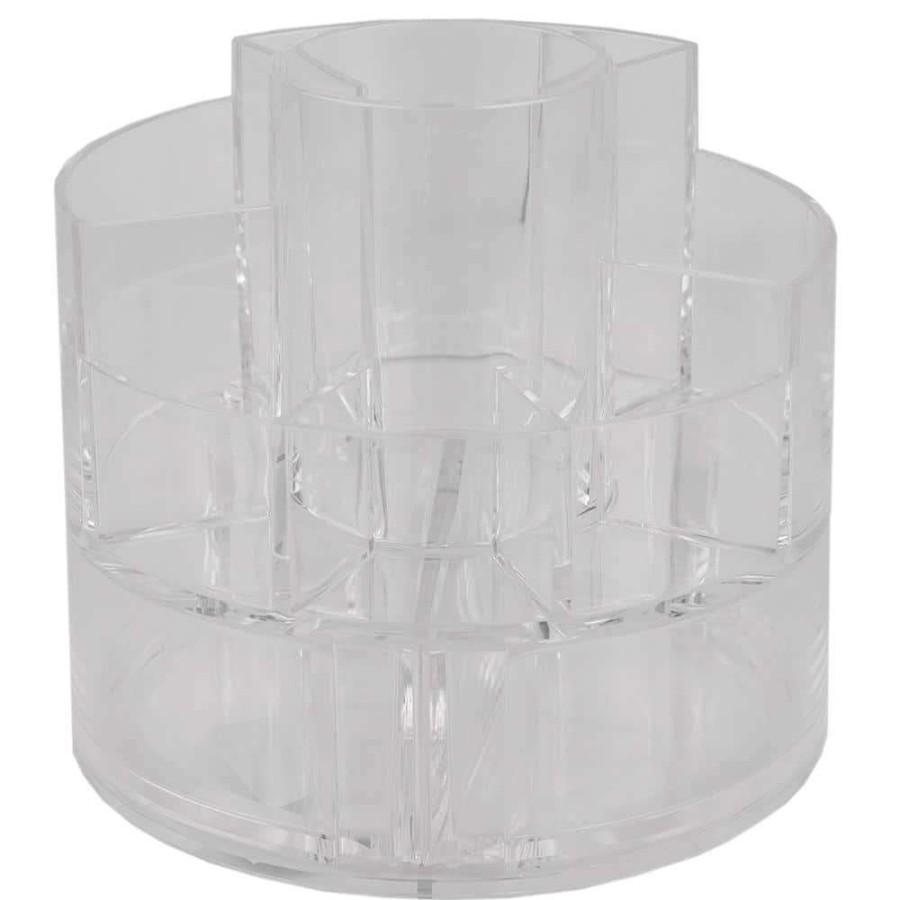 Bathroom Organizers * | Unbranded Round Shatter-Resistant 5-Compartment Plastic Compact Cosmetic Organizer In Clear