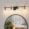 Bathroom Organizers * | Clavie Hanging Bathroom Light Fixtures 4-Light 30 In. W X 9 In. H Wall Sconces With Clear Glass Shade Vanity Light In Black