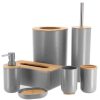 Bathroom Decor * | Unbranded Padang 7-Pieces Bath Accessory Set With Soap Pump, Tumbler, Soap Dish And Toilet Brush Holder In Pvc Grey And Bamboo