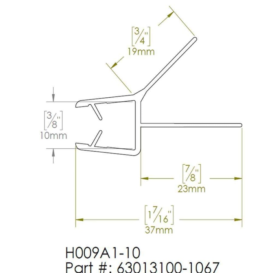 Bathtub Accessories * | Dreamline 42 In. L Clear Bottom Vinyl Sweep With A Deflector For 3/8 In. Glass Shower Door