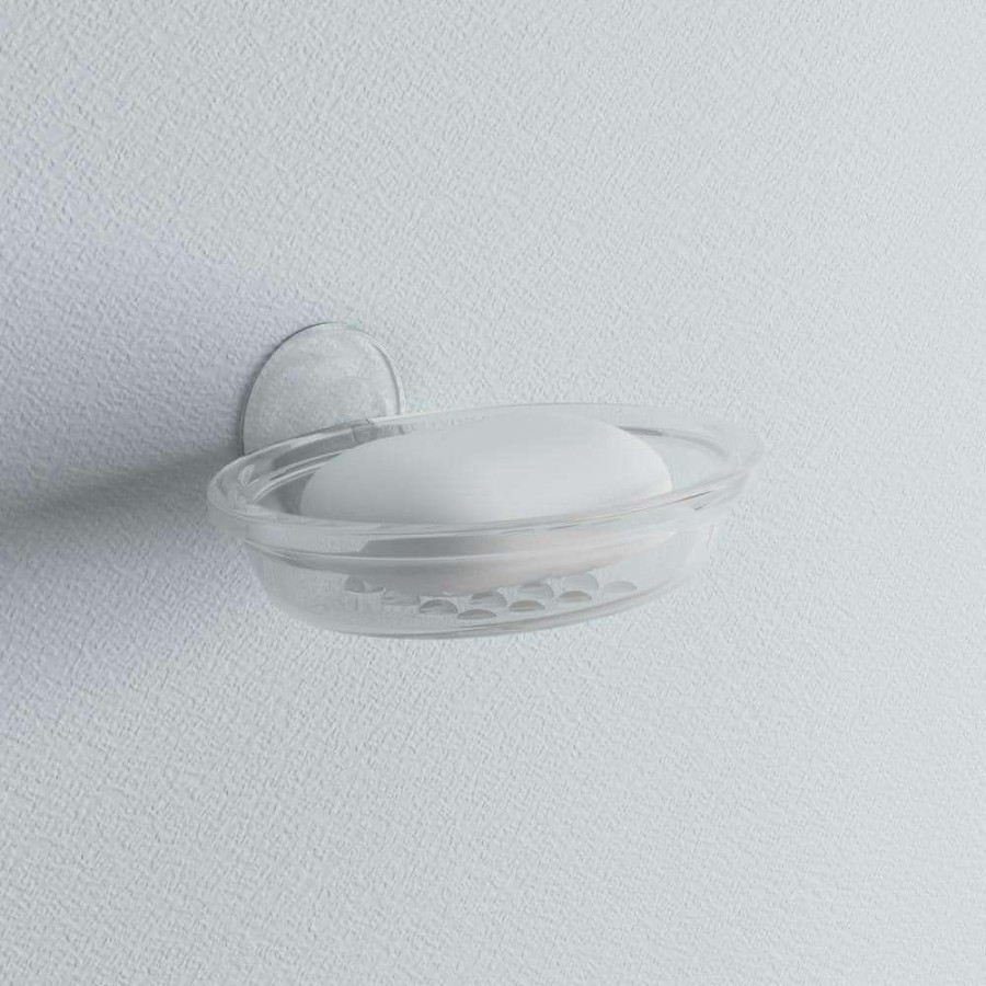 Bathroom Decor * | Interdesign Powerlock Suction Soap Dish In Clear