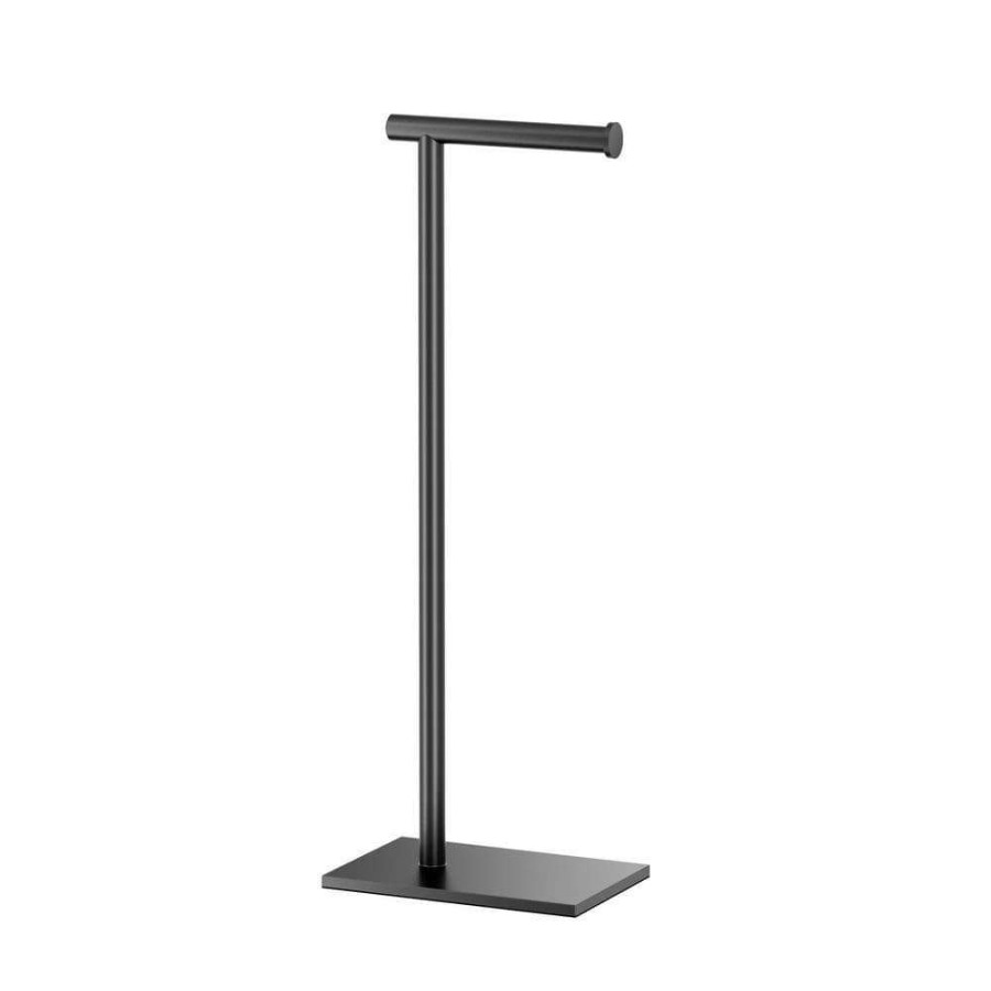 Bathroom Hardware * | Gatco Latitude Ii Square Free Standing Toilet Paper Holder In Matte Black