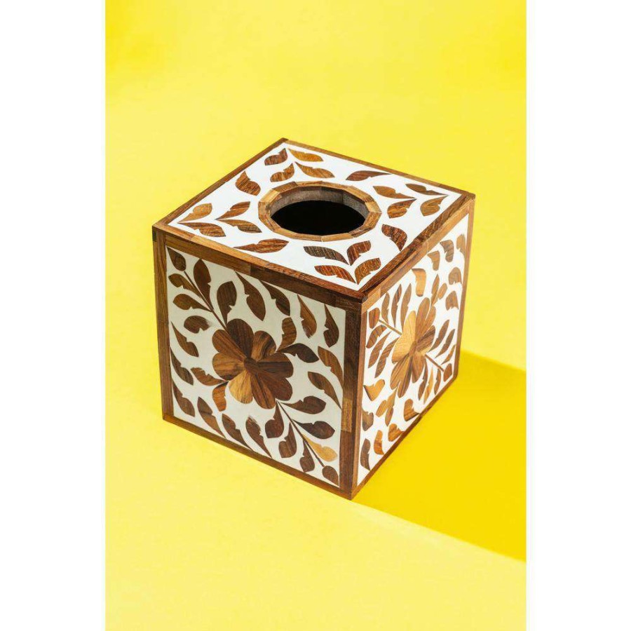 Bathroom Decor * | Gauri Kohli Jodhpur Wood Inlay Tissue Box Cover