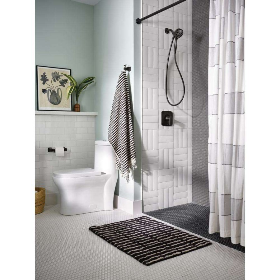 Bathroom Hardware * | Moen Hensley Pivoting Double Post Toilet Paper Holder With Press And Mark In Matte Black