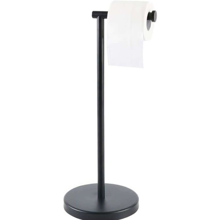 Bathroom Hardware * | Acehoom Freestanding Stainless Steel Toilet Paper Holder In Matte Black