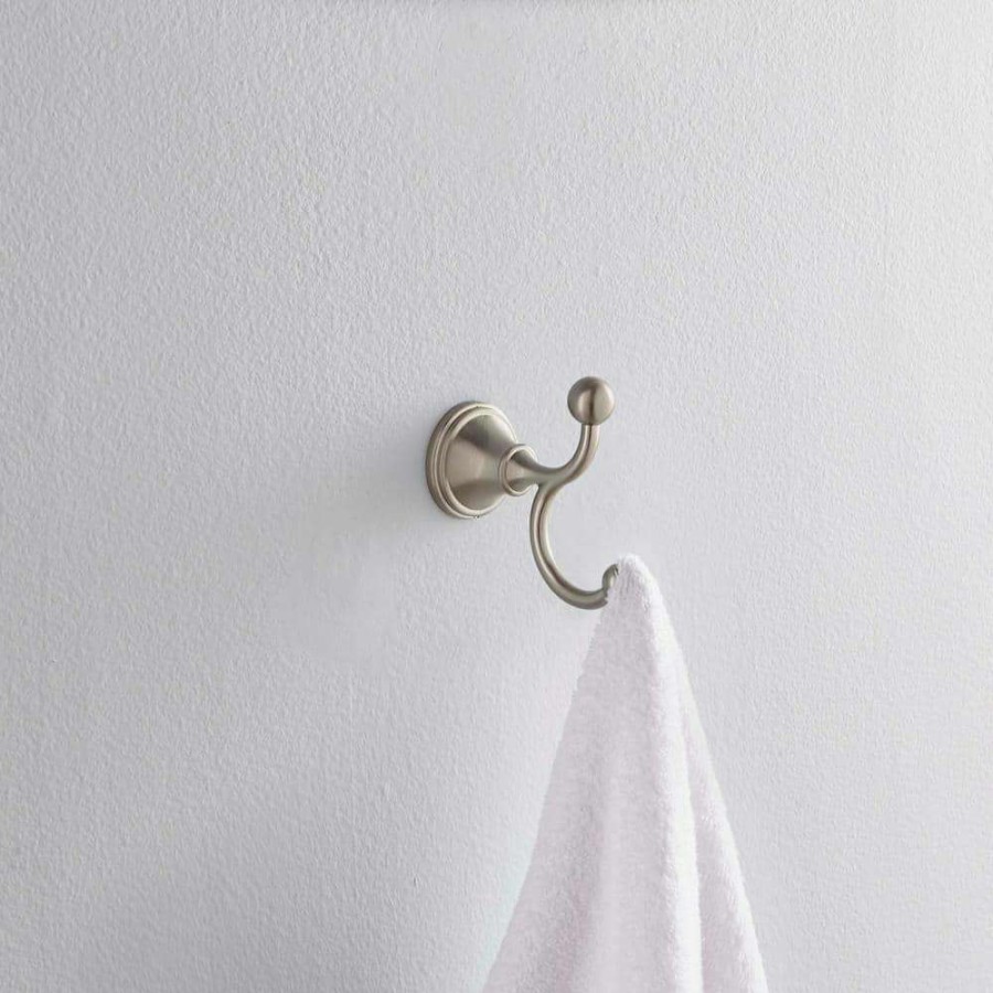 Bathroom Hardware * | Delta Crestfield Double Towel Hook In Brushed Nickel