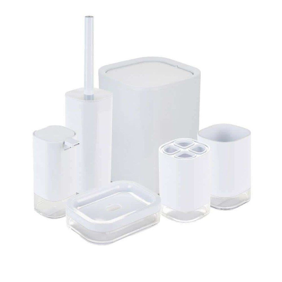 Bathroom Decor * | Bath Bliss 6 Piece Acrylic Bathroom Set In White