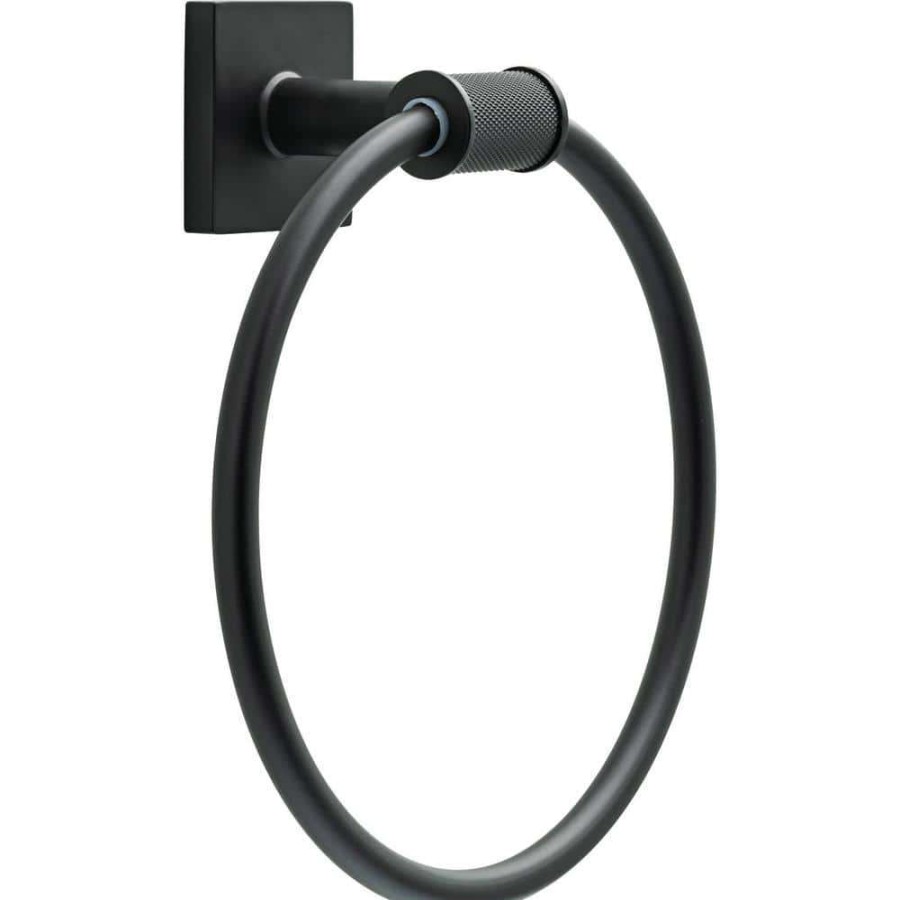 Bathroom Hardware * | Delta Averland Towel Ring In Matte Black