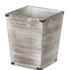 Bathroom Decor * | Vintiquewise Home Decorative Dark Grey Rustic Wood Trash Can, Square Wastebasket Bin With Decorative Metal Brackets