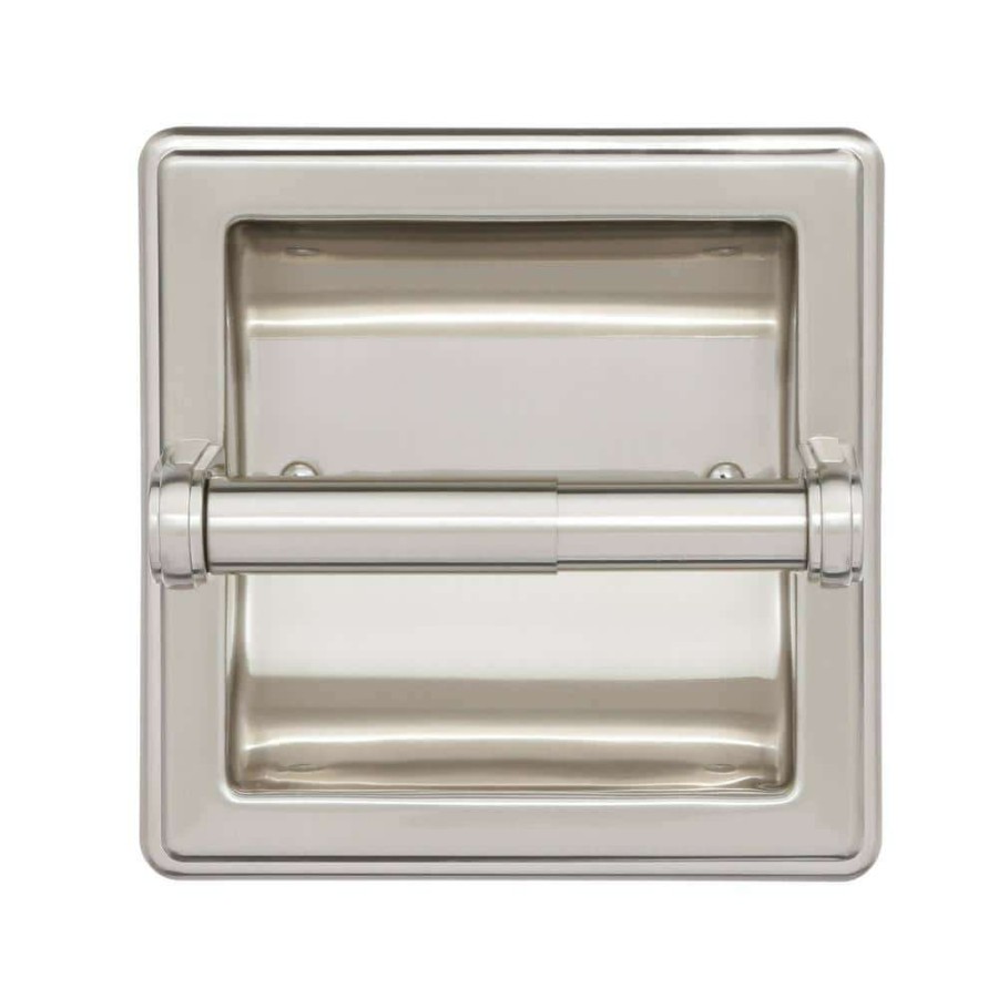 Bathroom Hardware * | Franklin Brass Recessed Toilet Paper Holder With Beveled Edges In Brushed Nickel