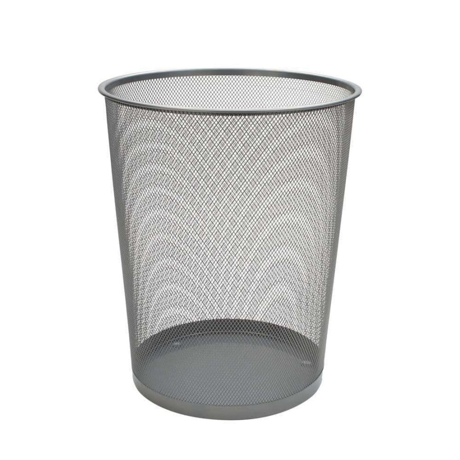 Bathroom Decor * | Oia Mesh Round Wastebasket In Silver