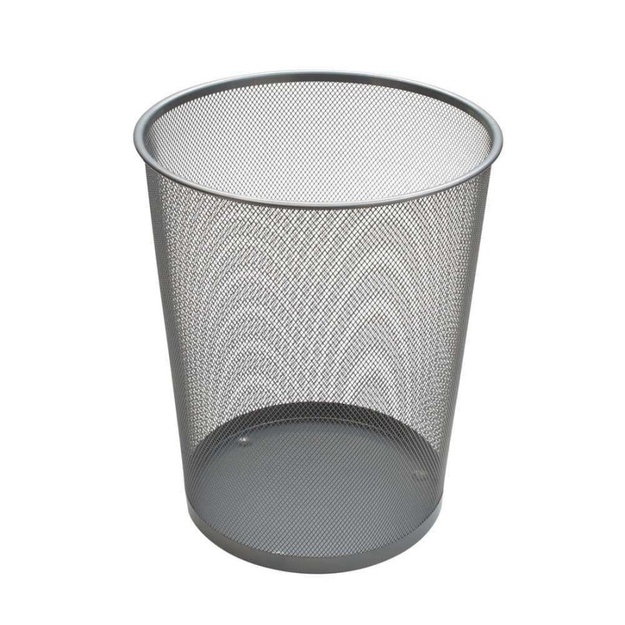 Bathroom Decor * | Oia Mesh Round Wastebasket In Silver