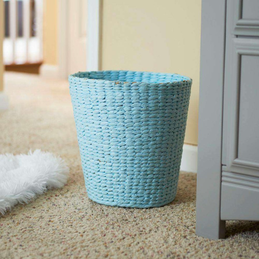 Bathroom Decor * | Household Essentials Wicker Waste Basket In Blue Hyacinth