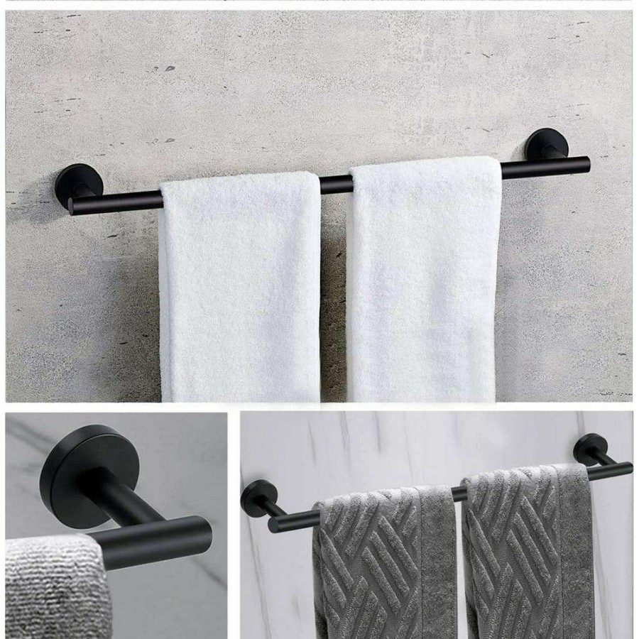 Bathroom Hardware * | Ruiling 24 In. Wall Mount Towel Bar In Stainless Steel Matte Black