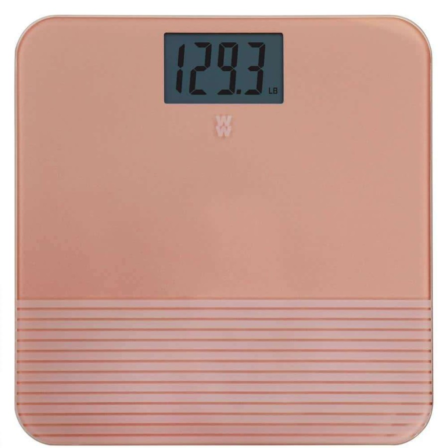 Bathroom Scales * | Weight Watchers By Conair Textured Finish Digital Glass Bodyweight Scale In Rose